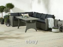 Garden Large Rattan Corner Sofa Table Grey Black Natural Cushions Patio