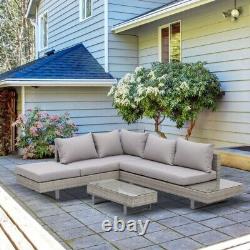 Garden Rattan Sofa Set 5Seater Outdoor Patio Recliner Stool Corner Lounger Table