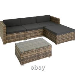 Garden corner sofa set in rattan 5 seats, 1 table Outdoor Lounge Furniture