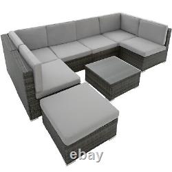 Garden corner sofa set in rattan 7 seats, 1 table Outdoor Dining Furniture