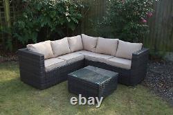 Garden outdoor patio furniture brown rattan 5 seat corner sofa with rain cover
