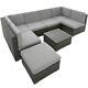 Grey 7 Seater Garden Corner Sofa With Table Including Removable Cushions
