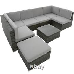 Grey 7 Seater Garden Corner Sofa with Table Including Removable Cushions