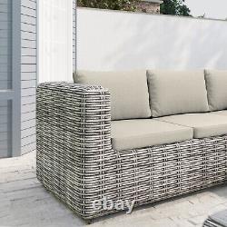 Grey Rattan Garden Corner Sofa Set 6 Seater with Coffee Table Outdoor Furniture