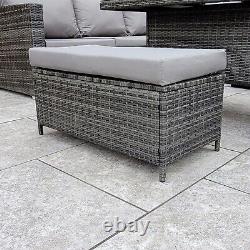 Grey Rattan Garden Furniture 9 Seater Corner 190x246cm Sofa Table Set for Party