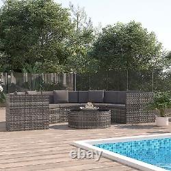 Itzcominghome 6 pcs Low Corner Garden Lounge Set with Cushions Rattan Grey set