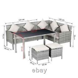 Itzcominghome Corner Grey Rattan Sofa Set Patio Table Footstool Outdoor Garden