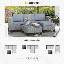 Itzcominghome Rattan corner Sofa Set Coffee Table Footstool Outdoor Garden