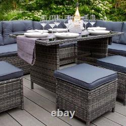 Jardí 9-Seat Rattan Outdoor Garden Patio Furniture Set Corner Sofa, Table