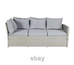 Knutsford Grey Rattan 9 Seater Corner Sofa With Dining table And Stools. Garden