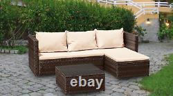 L-Shape Garden Furniture Set Heavy Duty Rattan Corner Outdoor Sofa Table Lounge