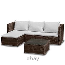 L-Shape Garden Furniture Set Heavy Duty Rattan Corner Outdoor Sofa Table Lounge