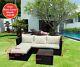 L Shape Rattan Garden Furniture Set Outdoor Corner With Cushion And Table