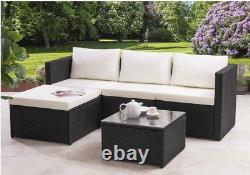 L Shape Rattan Garden Furniture Set Outdoor Corner with Cushion and table