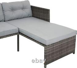 L Shape Rattan Garden Furniture Set Sofa Corner Outdoor 3 Seater Lounger Patio