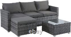 L-Shaped Outdoor Rattan Corner Sofa 3 Piece Rattan Garden Furniture Sets Gray