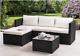Luxurious L Shape Rattan Garden Furniture Set Outdoor Corner With Cushion&table