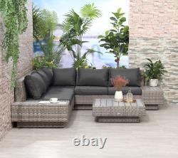 Luxury Garden Furniture Large Corner Sofa Set Lounge Rattan Patio Table Couch