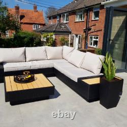 Luxury Garden Furniture Large Corner Sofa Set Lounge Rattan Patio Table Couch