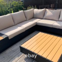 Luxury Garden Furniture Large Corner Sofa Set Lounge Rattan Patio Table Couch