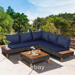 Luxury Garden Furniture Large Corner Sofa Set Lounge Rattan Patio Table Couch