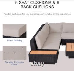 Luxury Garden Furniture Large Corner Sofa Set Lounge Rattan Patio Table Couch