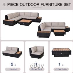 Luxury Garden Furniture Large Corner Sofa Set Lounge Rattan Patio Table Couch