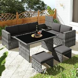 Luxury Rattan Outdoor Garden Furniture Set 7 Seater Patio Corner Sofa Dining Set