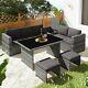 Luxury Rattan Outdoor Garden Furniture Set 7 Seater Patio Corner Sofa Dining Set