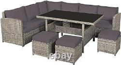 Mauritius 9 Seat Garden Rattan Furniture Corner Dining Set Table Sofa Bench