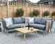 Milan Corner Lounging Garden Sofa Set Rope Weave Rattan Grey Aluminium Furniture