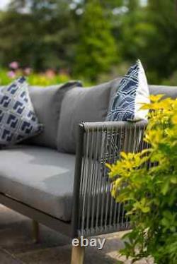 Milan Corner Lounging Garden Sofa Set Rope Weave Rattan Grey Aluminium Furniture