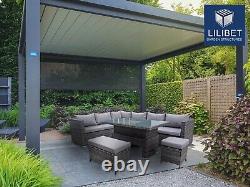 Outdoor garden rattan corner sofa dining set with lift table