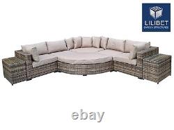 Outdoor rattan garden corner daybed modular with side tables