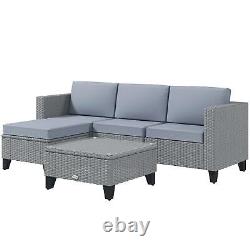 Outsunny 5 Pcs Corner Rattan Furniture Garden Set Patio Lounge Sofa Coffee Table