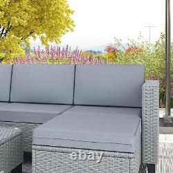 Outsunny 5 Pcs Corner Rattan Furniture Garden Set Patio Lounge Sofa Coffee Table