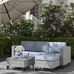 Outsunny 5 Pcs Corner Rattan Furniture Garden Set Patio Lounge Sofa Coffee Table