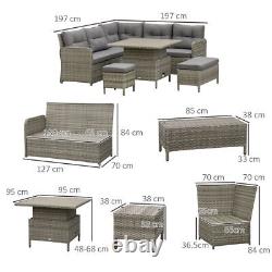 Outsunny 6 PCs Rattan Garden Furniture Sectional Conversation Corner Sofa