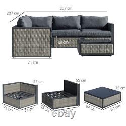 Outsunny 6 Piece Patio Rattan Sofa Set Sectional Corner Garden Furniture Table