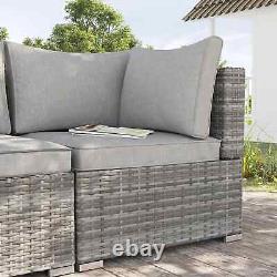 Outsunny Outdoor PE Rattan Corner Sofa, Garden Wicker Furniture Single Sofa Chai