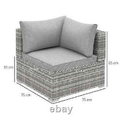 Outsunny Outdoor PE Rattan Corner Sofa, Garden Wicker Furniture Single Sofa Chai