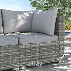 Outsunny Outdoor PE Rattan Corner Sofa, Garden Wicker Furniture Single Sofa Chai