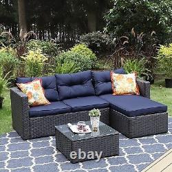 Phi Villa Rattan Premium Outdoor Patio Corner Garden Furniture Sofa Table Set