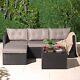 Rattan Corner Chaise Sofa & Table Set, 3-4 Seater Garden Sofa Set, Vonhaus