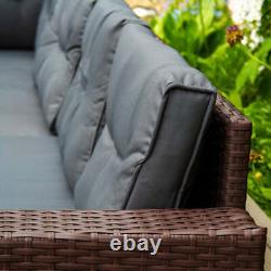 Rattan Corner Dining Set Outdoor Garden Furniture Brown 9-Seater L Shape Sofa