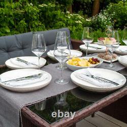 Rattan Corner Dining Set Outdoor Garden Furniture Brown 9-Seater L Shape Sofa