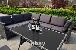 Rattan Corner Garden Furniture Outdoor Sofa Table Patio Set 9 Seater, Grey