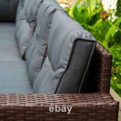 Rattan Corner Set Garden Furniture Sofa Stools Table Waterproof Cushions & Cover