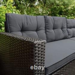 Rattan Corner Set & Garden Storage Box Black Large Cushion Chest 582L Outdoor