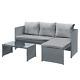 Rattan Corner Sofa Garden Lounger Set Table Cushions Outdoor Patio Lounge Grey